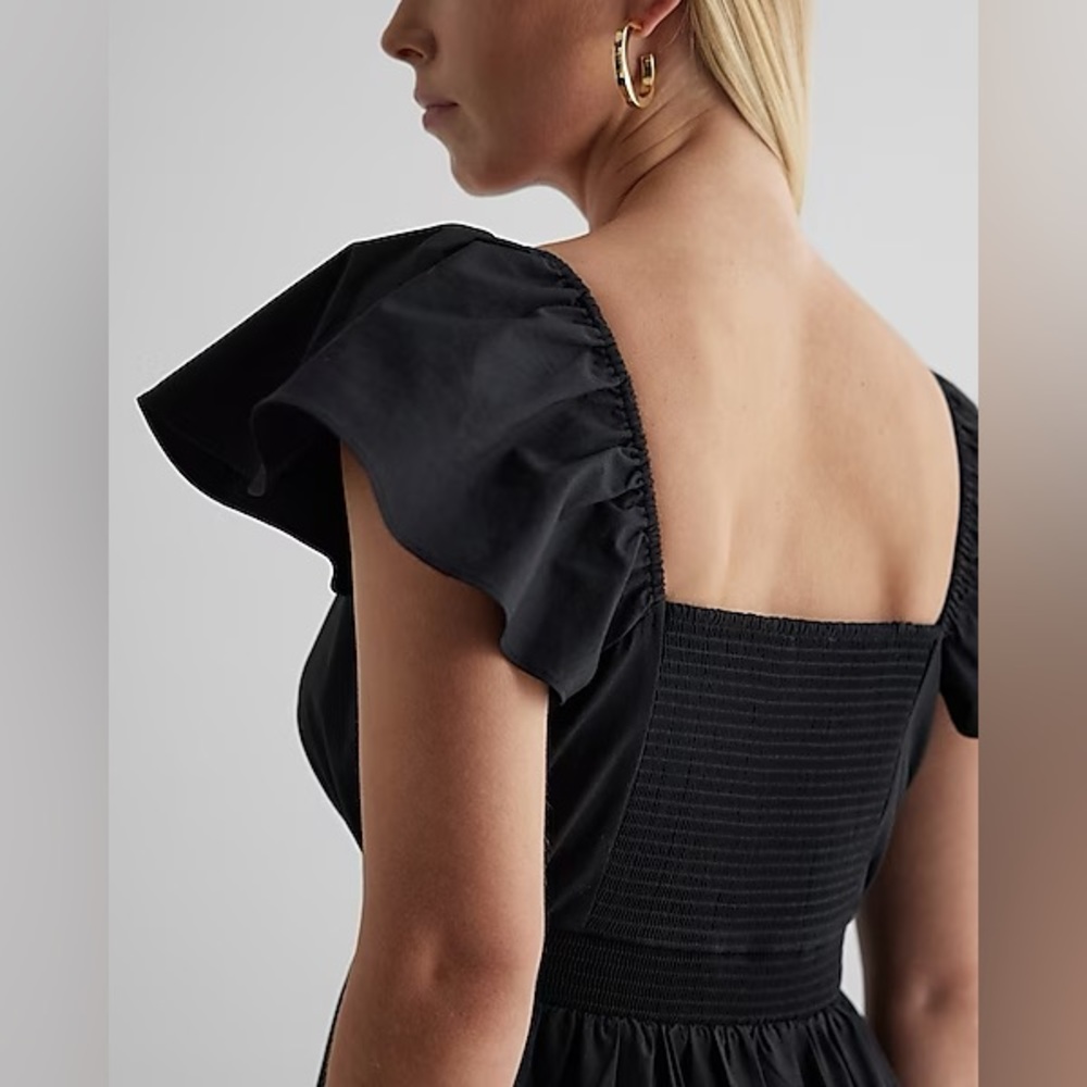 NWT Express V-Neck Flutter Sleeve Tiered Maxi Dress - Picture 3 of 6